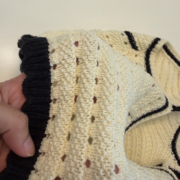 CIDER Cream & Black Crochet Knit Crop Top / Bralette - Picture 5 of 5